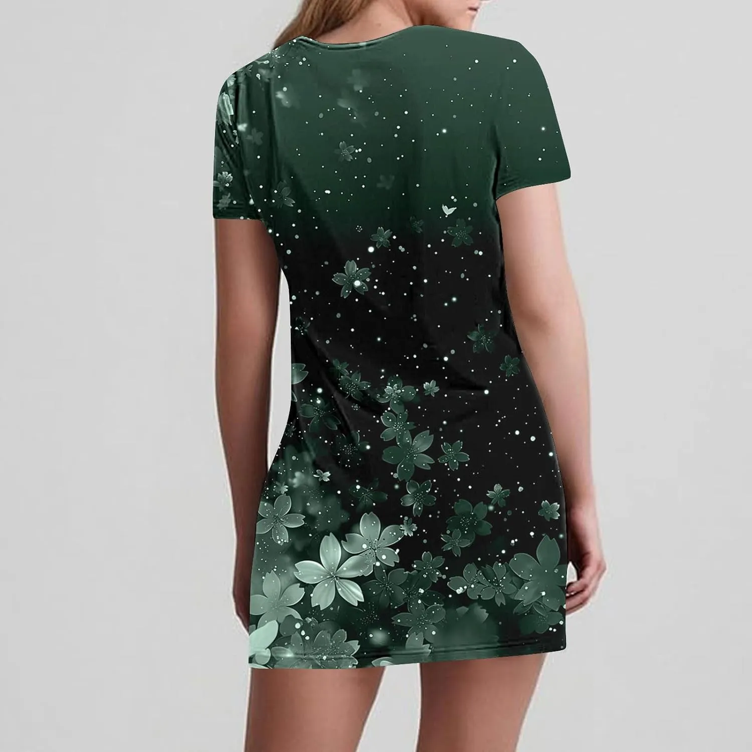 2025 Womens Summer Mini Dresses Casual Floral Shirt Dress Short Sleeve V-Neck Beach Sundress Pockets Swimsuit Coverup
