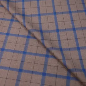 Beige with Blue Quadrofote Rigob Plaid Emerald Super 130's Ariston Fabric