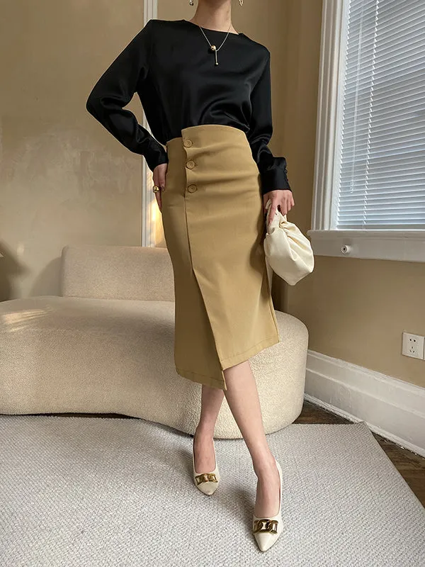Casual Long Sleeves Loose Solid Color Round-Neck Blouses&Shirts Tops
