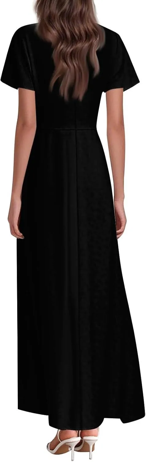 Chiffon Dresses for Women Swing Flowy Ruffle Hem Swing Womens Dresses Holiday Dress Summer Beach Casual Dresses