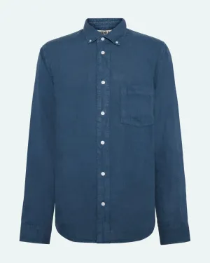 Colt long sleeved reg linen shirt 4115 - Blue Ashes