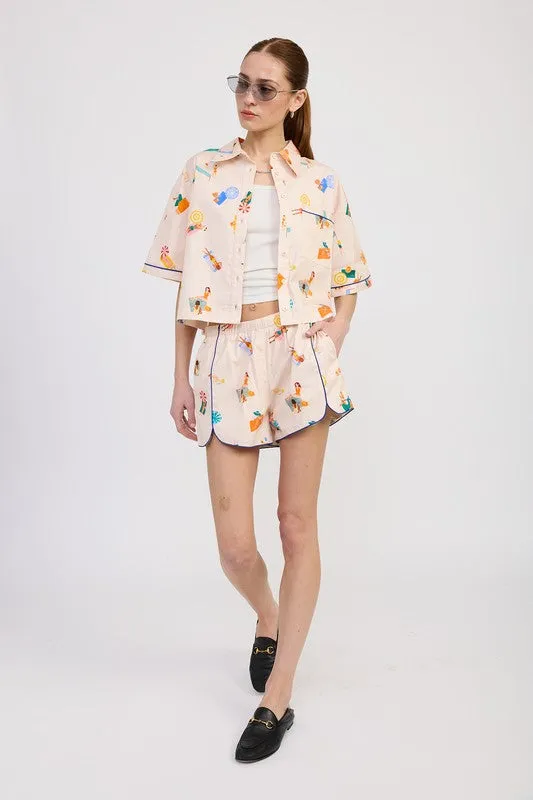 CROPPED OVERSIZE BUTTON UP TOP