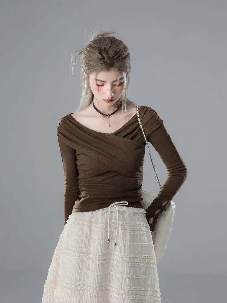 Cross Slim Long-Sleeve Simple Cutsew