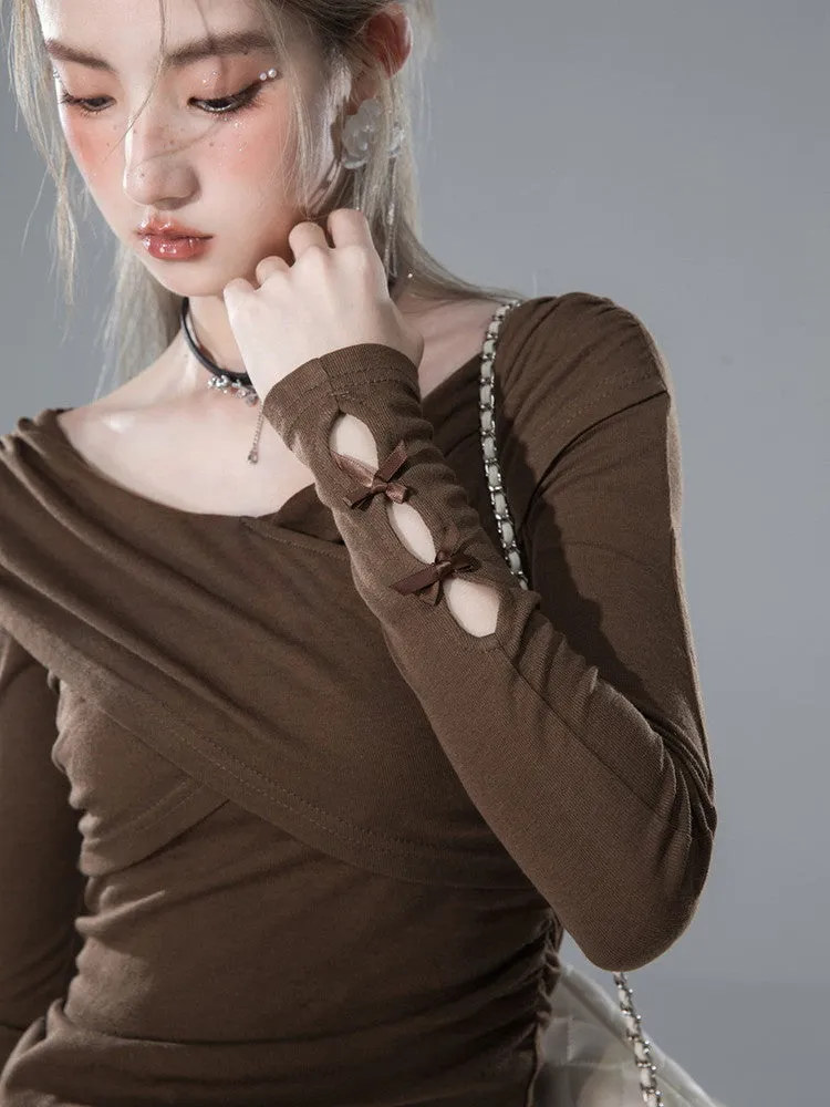Cross Slim Long-Sleeve Simple Cutsew