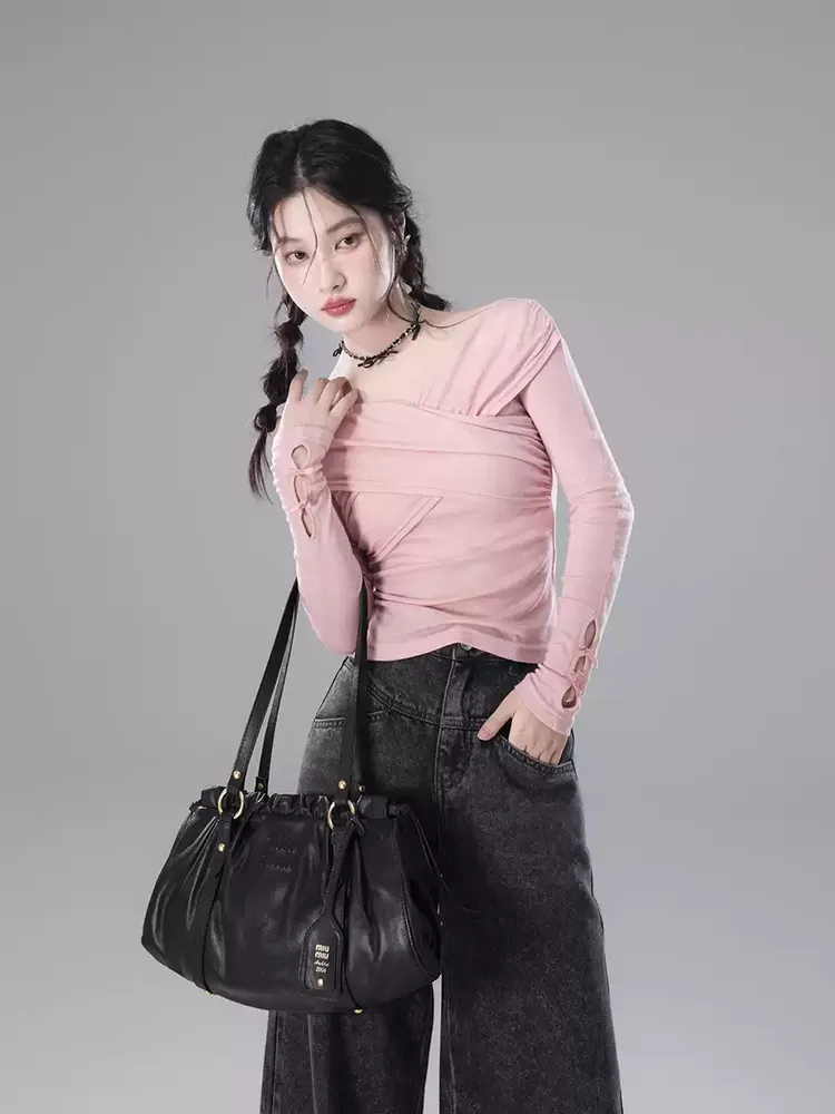 Cross Slim Long-Sleeve Simple Cutsew