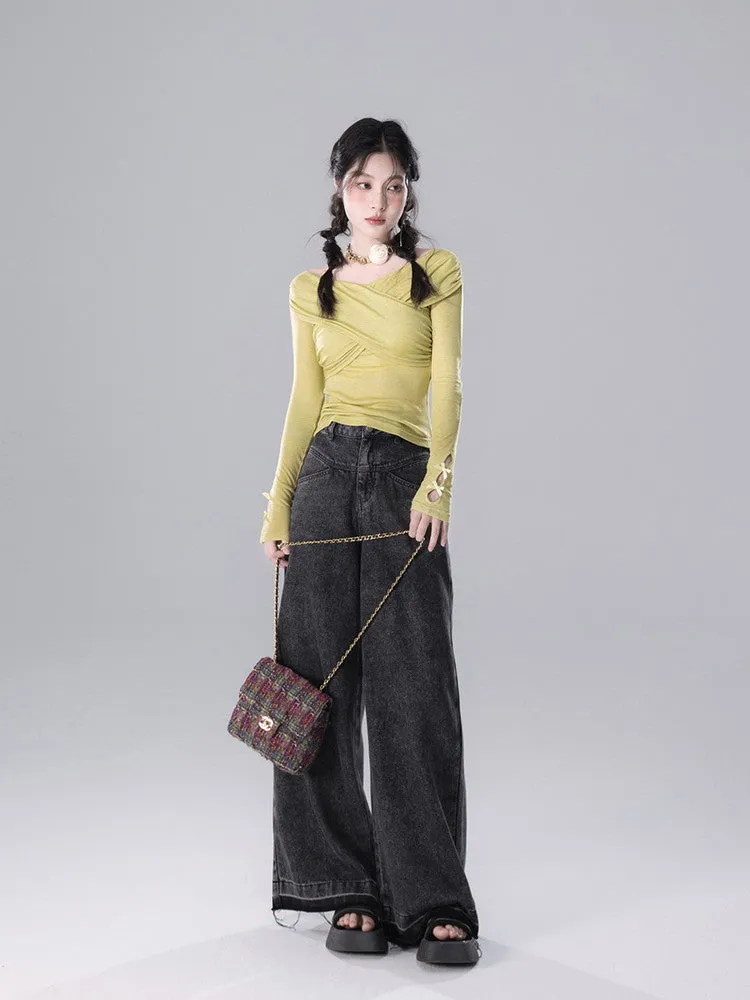 Cross Slim Long-Sleeve Simple Cutsew