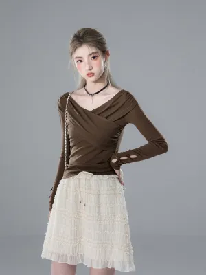 Cross Slim Long-Sleeve Simple Cutsew