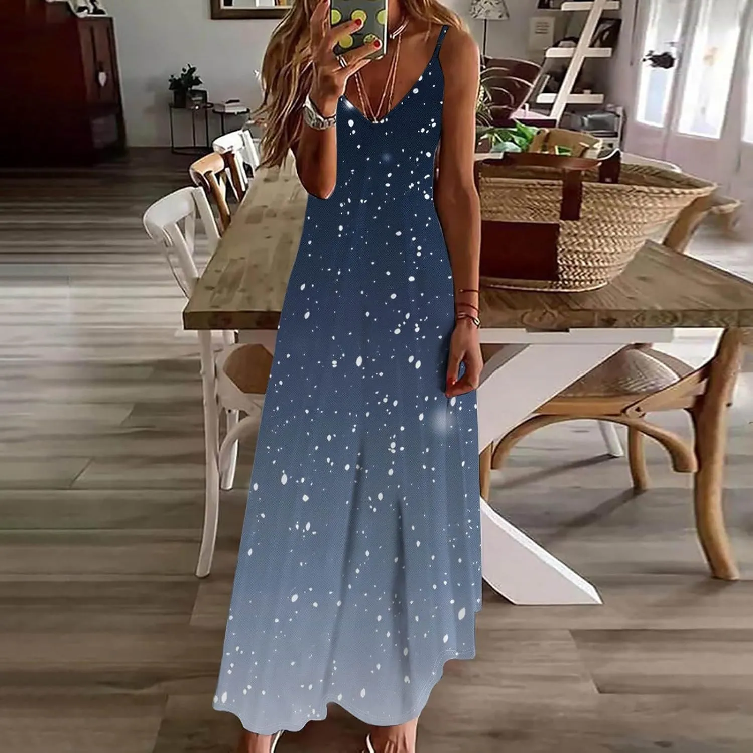 Dresses for Women 2024 Wedding Guest, Sleeveless Casual V Neck Ruffle Dresses, Lightweight Floral Boho Dress