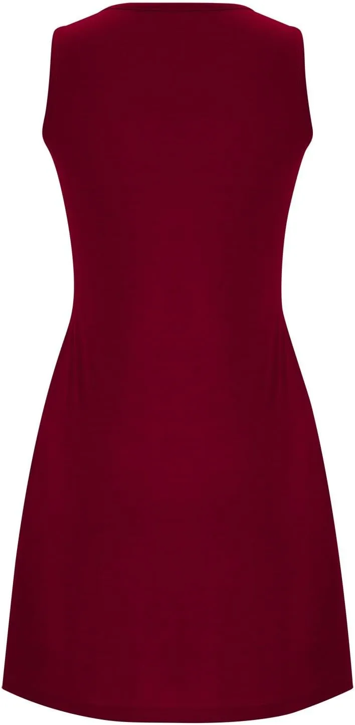 Dresses for Women Pleated Crew Neck Sleeveless Beach Mini Dress 2025 Trendy Vacation Summer Comfy Dresses with Pocket