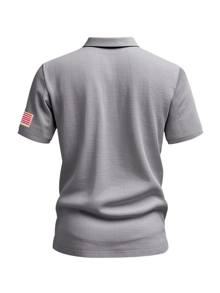 Embroidered American Flag Linen Shirt