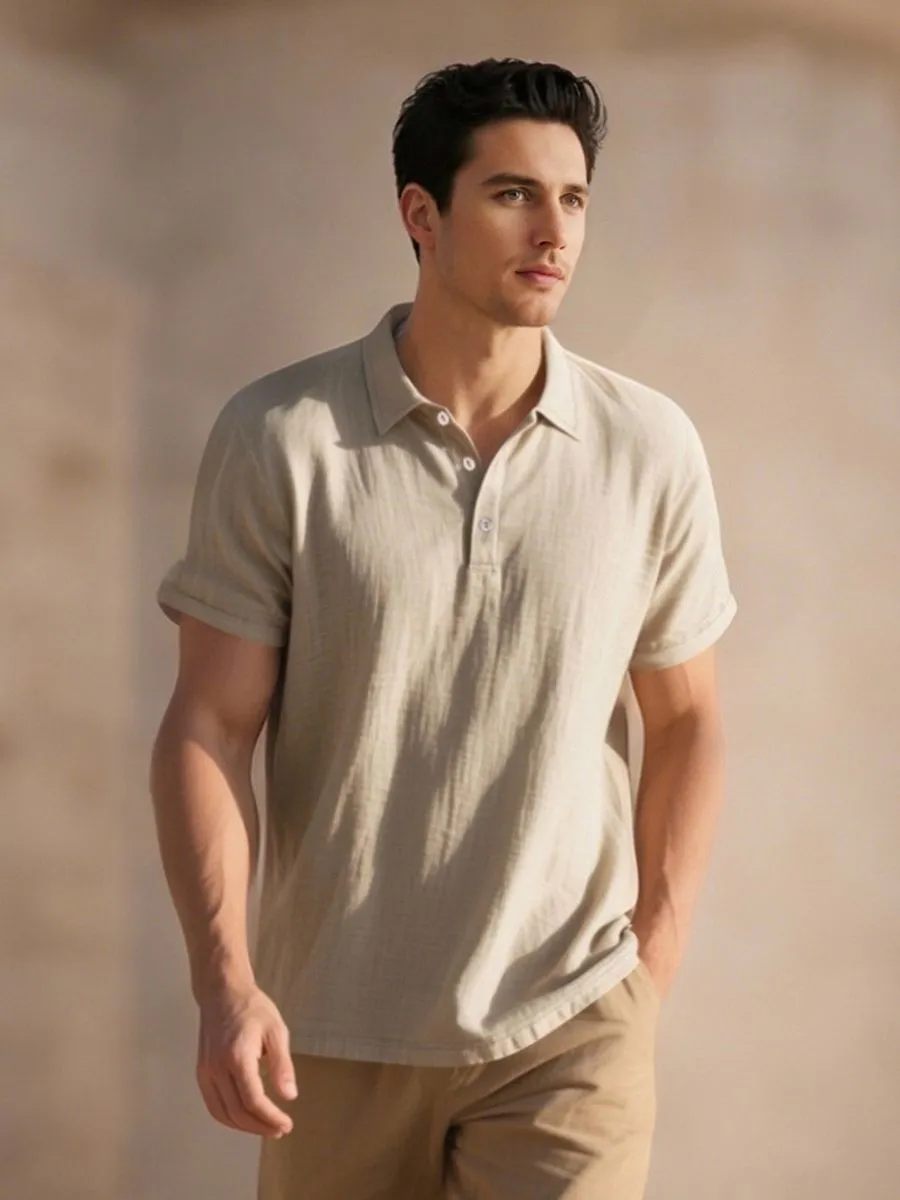 Embroidered American Flag Linen Shirt