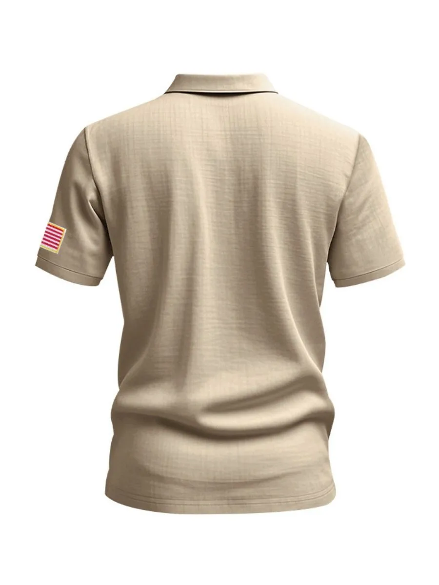 Embroidered American Flag Linen Shirt