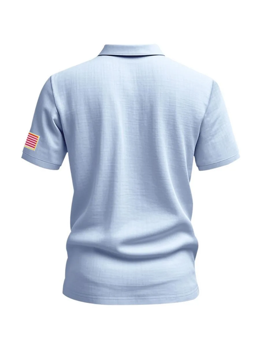 Embroidered American Flag Linen Shirt