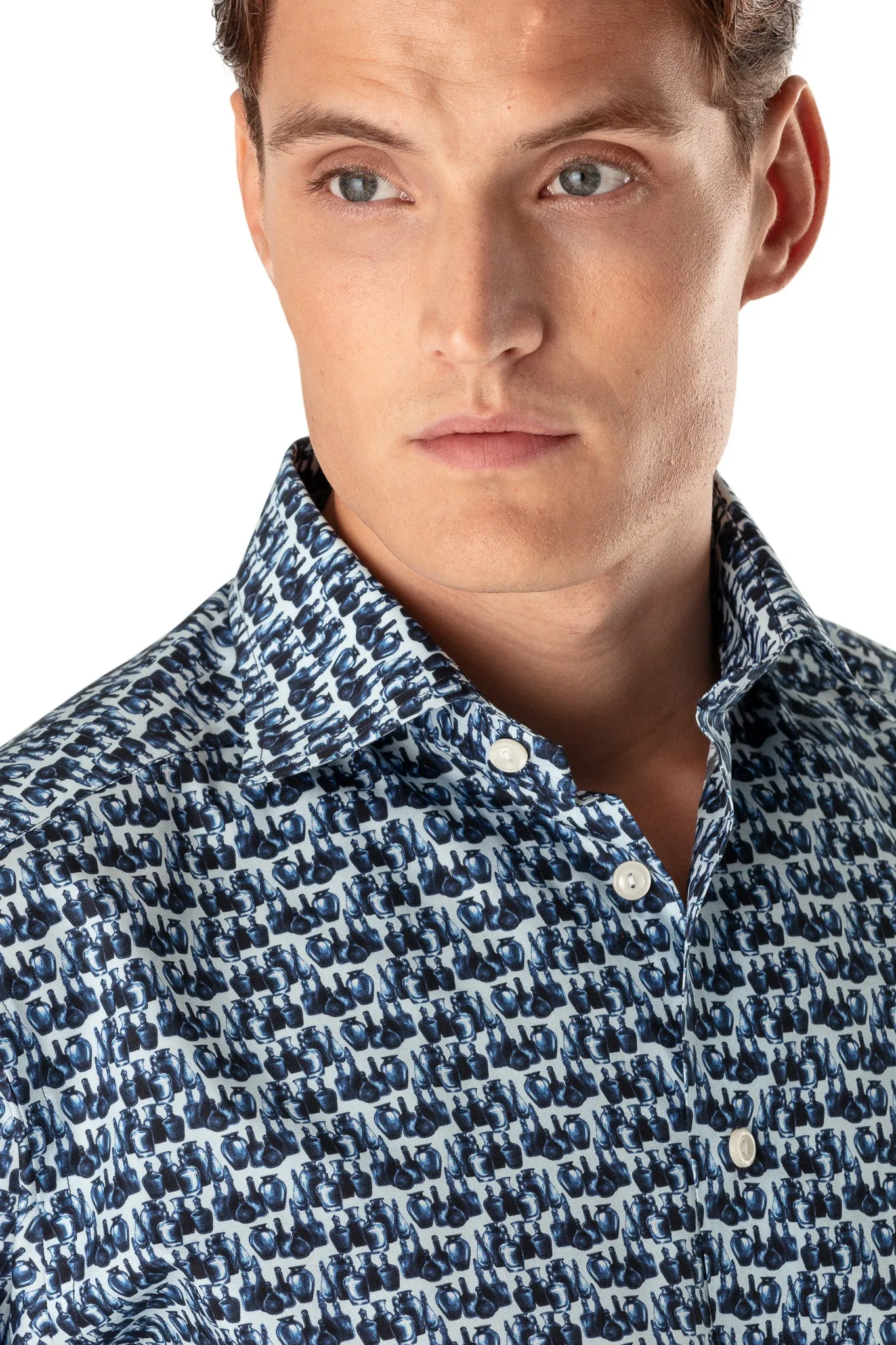 ETON Slim Fit Glass Print Fine Twill Shirt