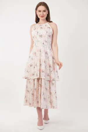 Evelyn Cotton Floral Bohemian Halter Neck  Midi Maxi Long Dress