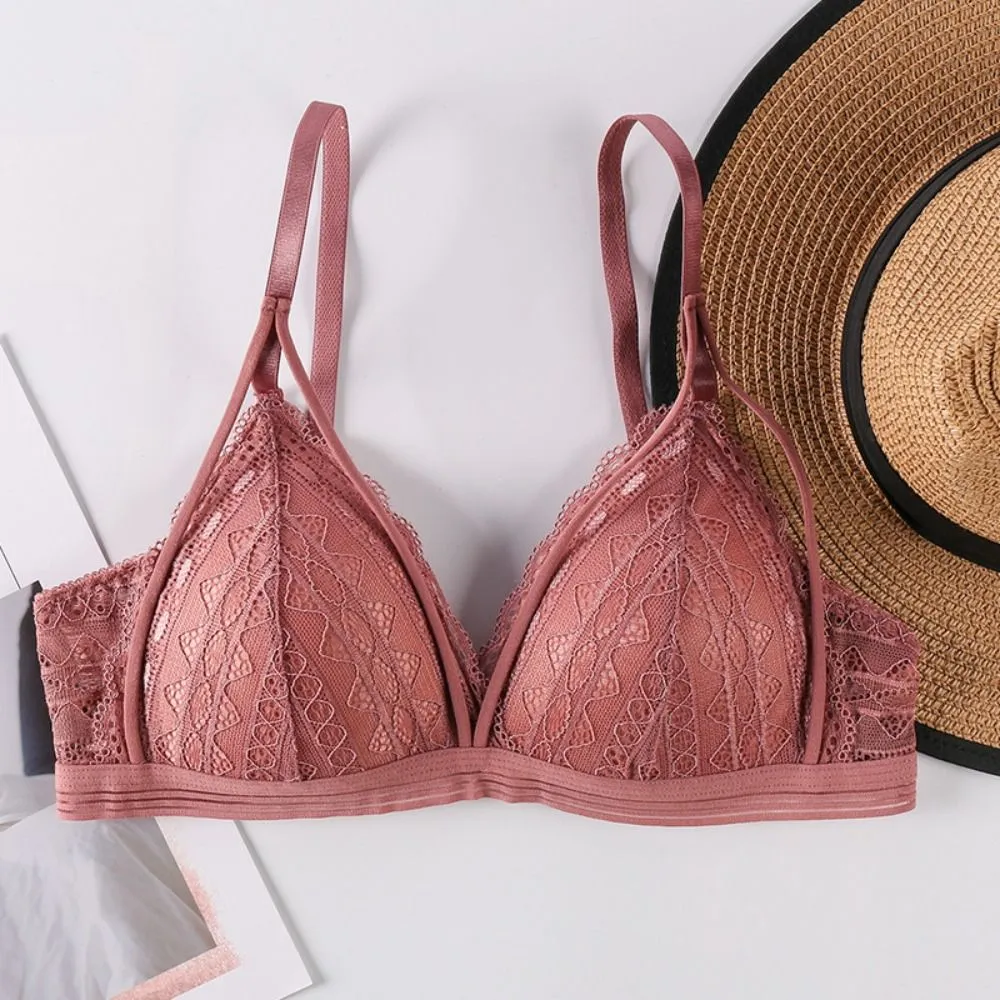 Floral Lace Bras for Women Lingerie Beauty Back Deep V Bralette Wire Free Thin Underwear Push Up Bra Female Brassiere