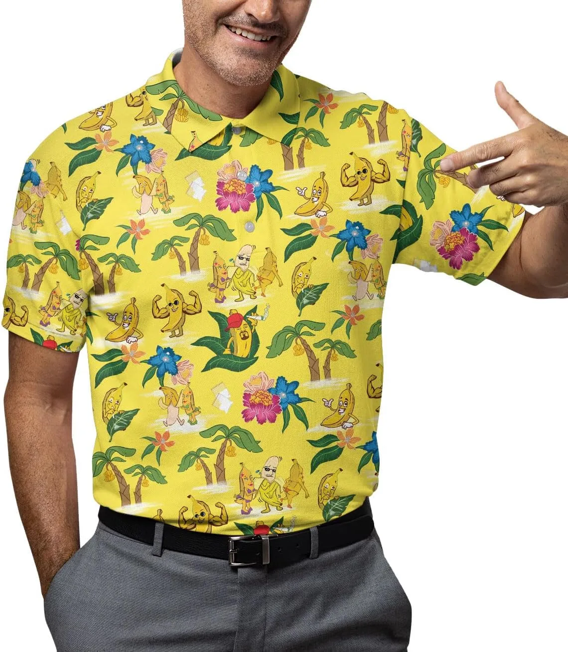 Golf Polo Shirts for Men Golf Polos Vintage Funny Mens Polo Shirts Short Sleeve Button Up Shirt