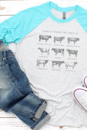 Home Is Where My Herd Is Tri-Blend Unisex 3/4 Raglan