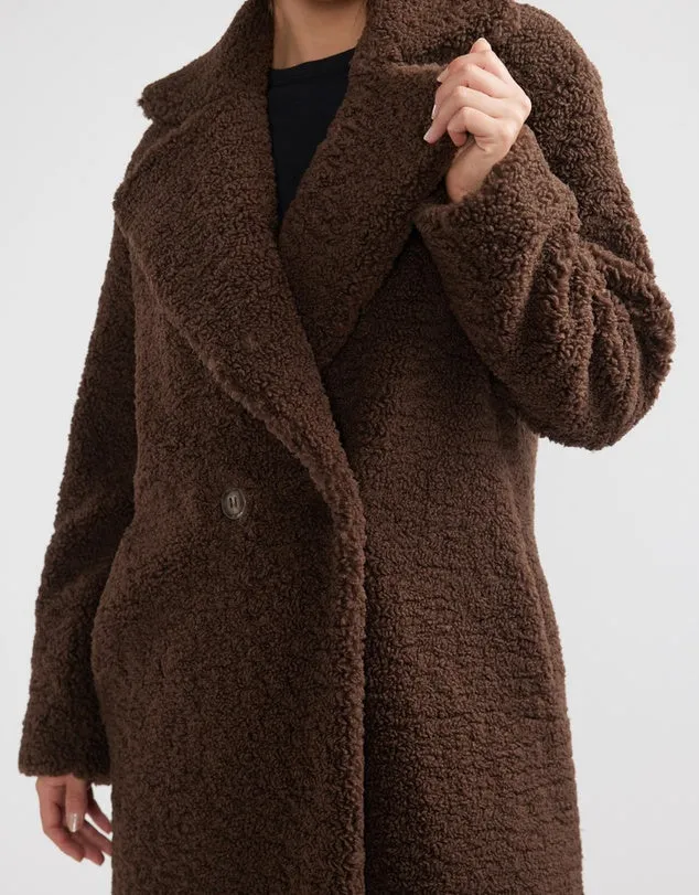 Ivy Faux Fur Jacket in Chocolate