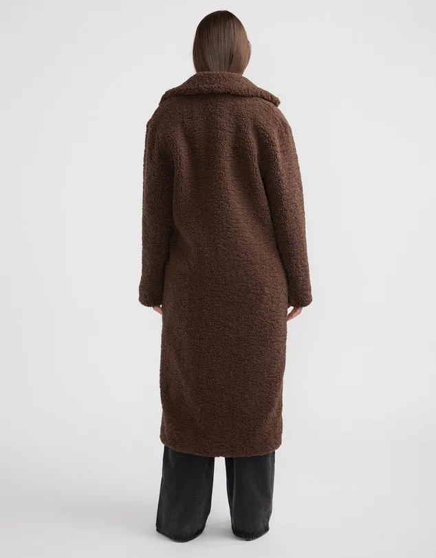 Ivy Faux Fur Jacket in Chocolate