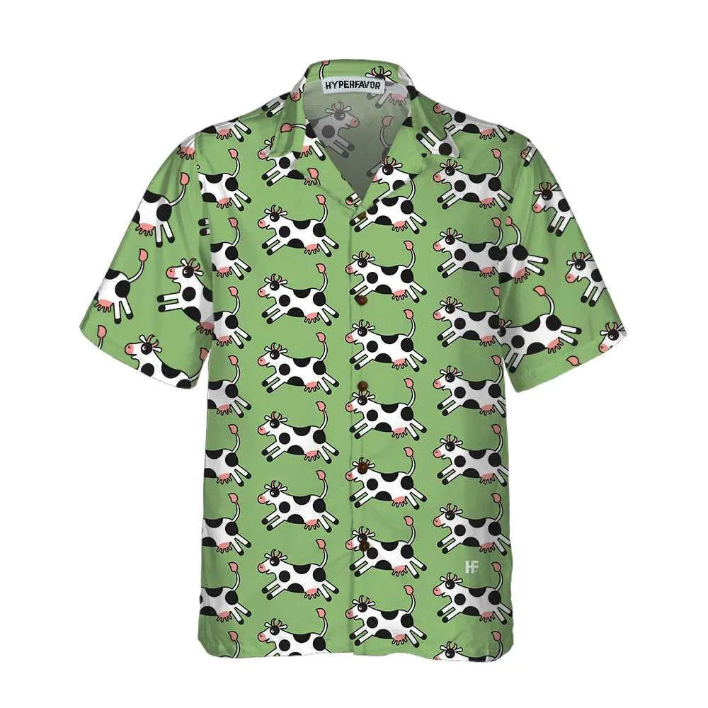 Jumping Cow Hawaiian Shirt, Cow Shirt For Men & Women, Funny Cow Print Shirt