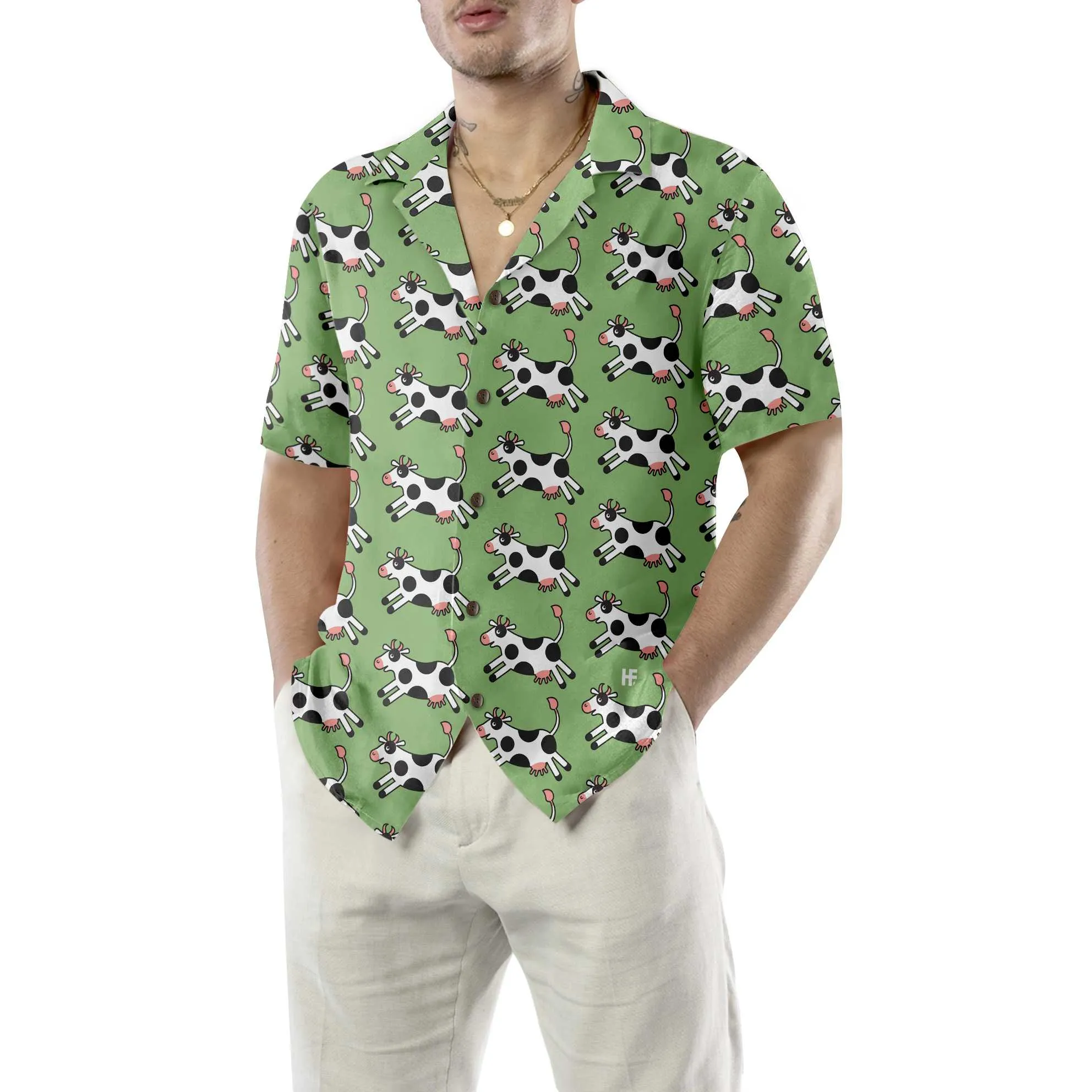 Jumping Cow Hawaiian Shirt, Cow Shirt For Men & Women, Funny Cow Print Shirt
