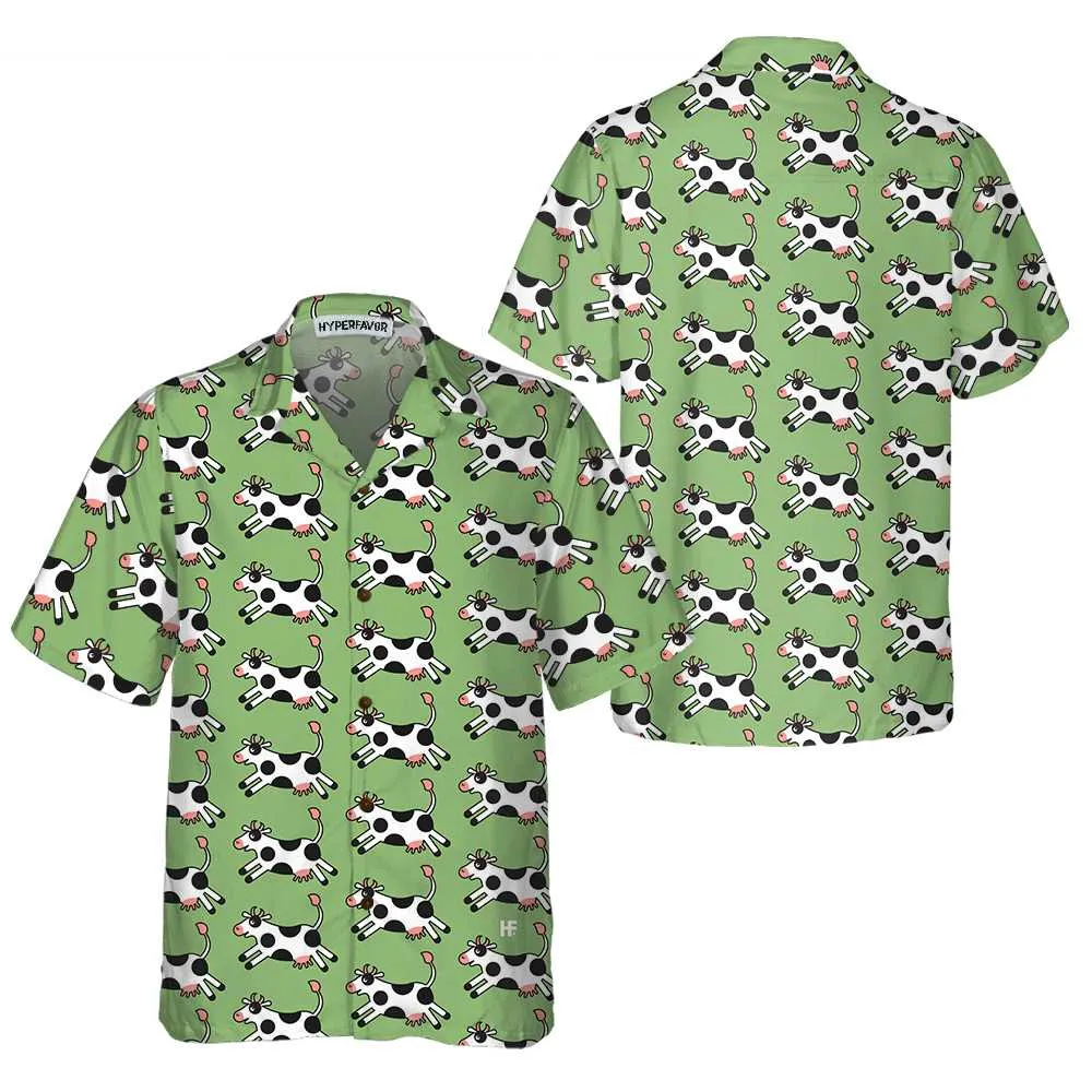 Jumping Cow Hawaiian Shirt, Cow Shirt For Men & Women, Funny Cow Print Shirt