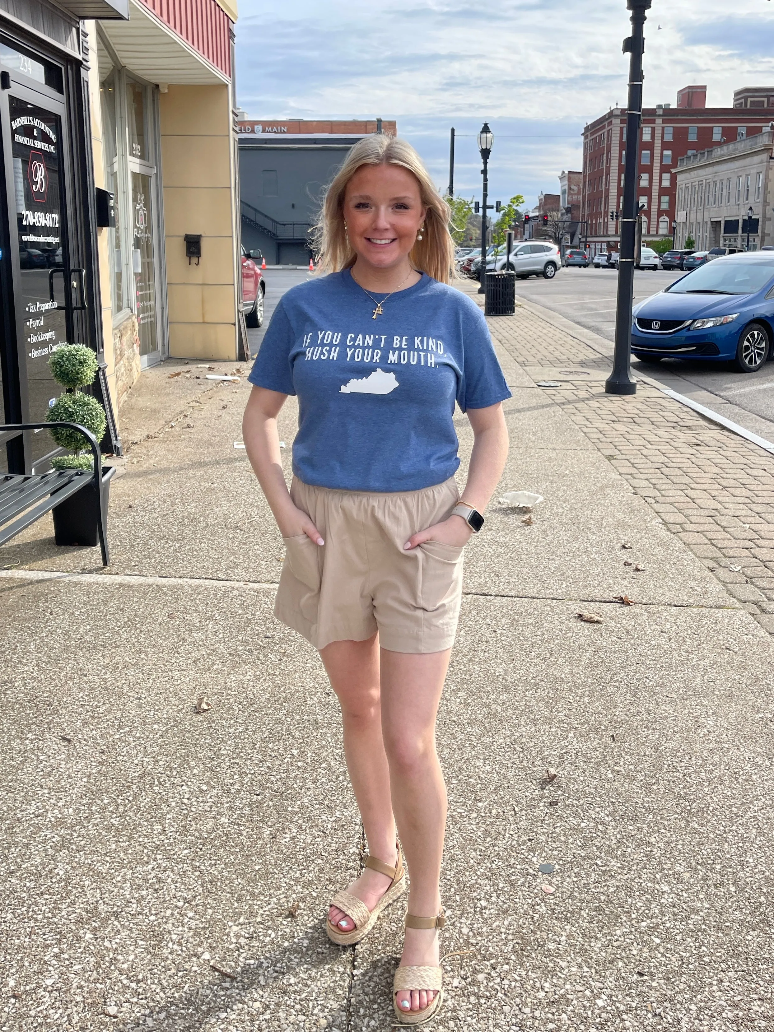 Kentucky Outline If You Can't Be Kind Hush Your Mouth Unisex Soft Tee