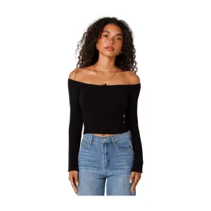 Kerry Off Shoulder Sweater - Black