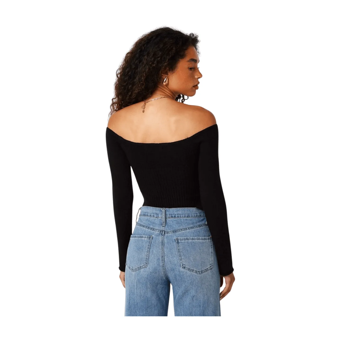 Kerry Off Shoulder Sweater - Black