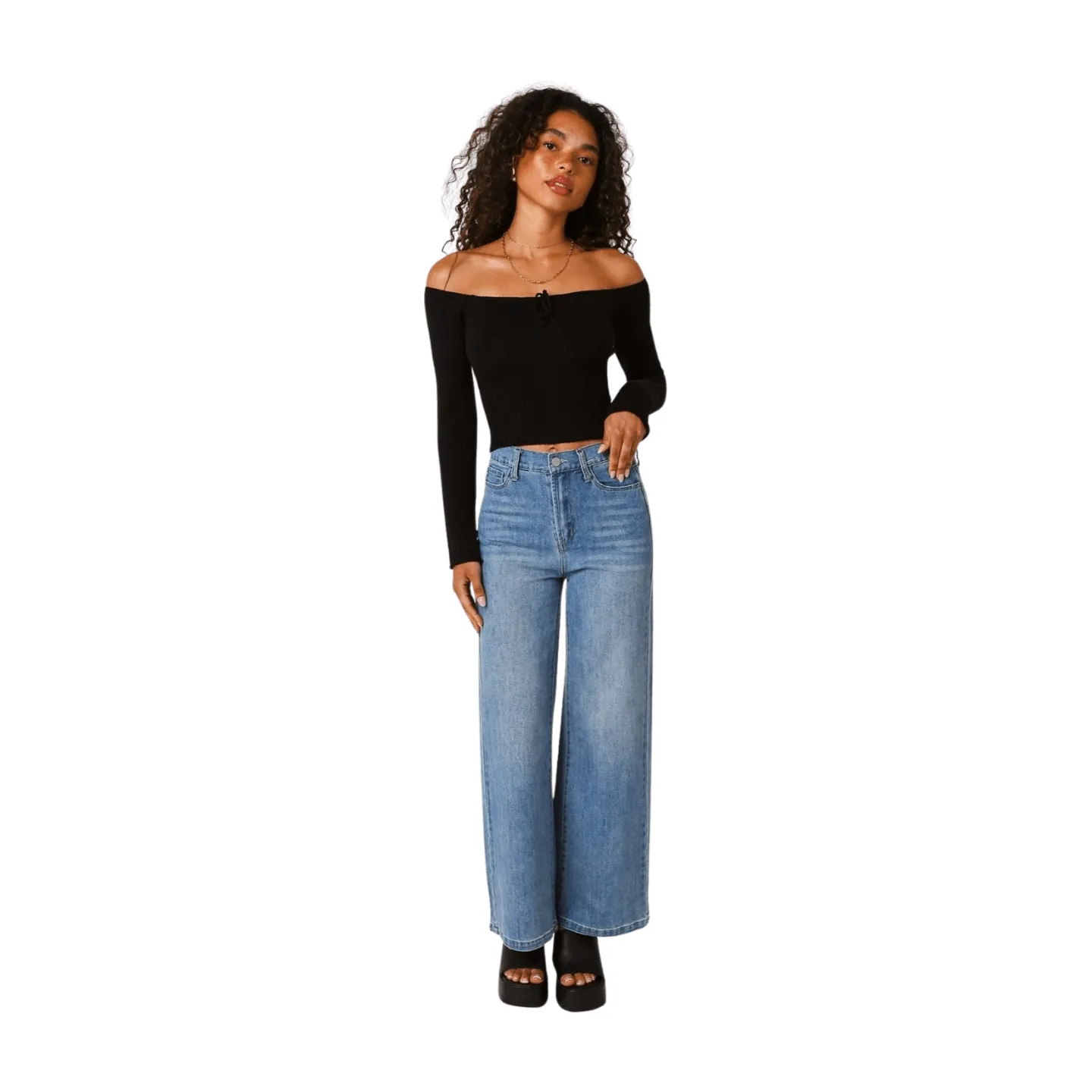 Kerry Off Shoulder Sweater - Black