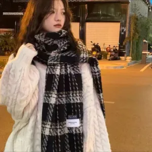 Korean Plaid Scarf for Women - Cozy Winter Accessory