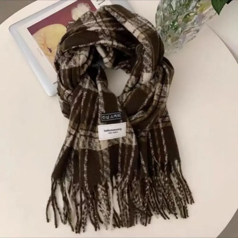 Korean Plaid Scarf for Women - Cozy Winter Accessory