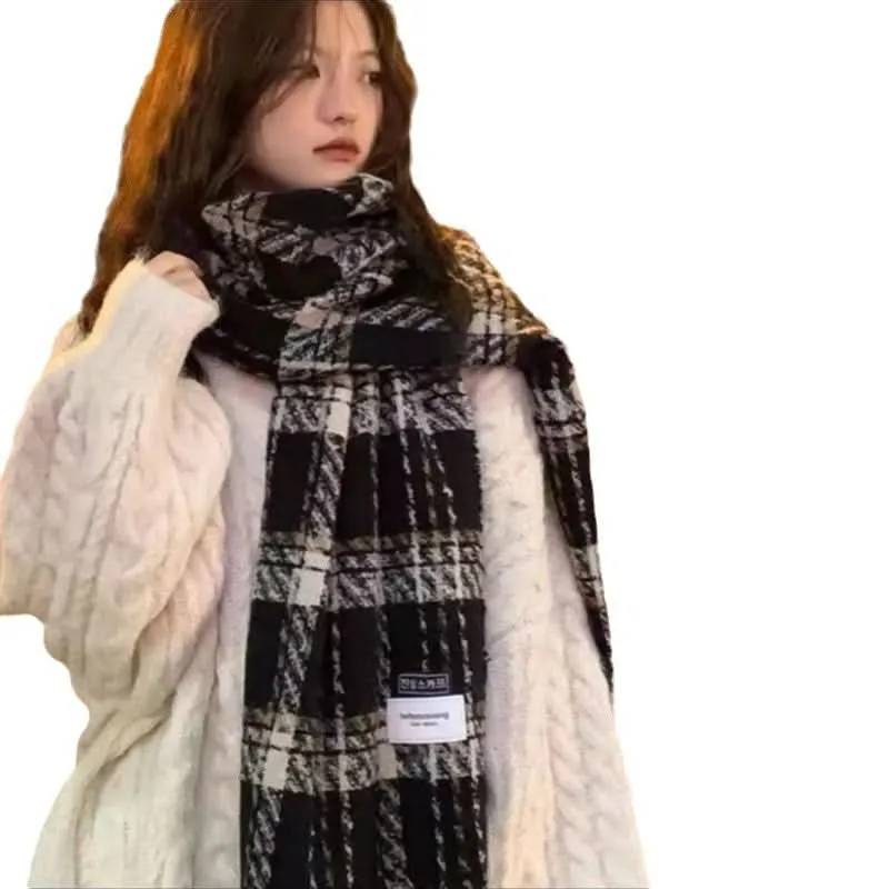 Korean Plaid Scarf for Women - Cozy Winter Accessory