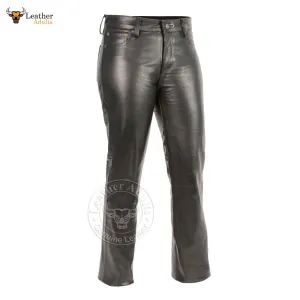 Ladies Genuine Soft Cowhide Leather Black Classic 5 Pocket Leather Pants