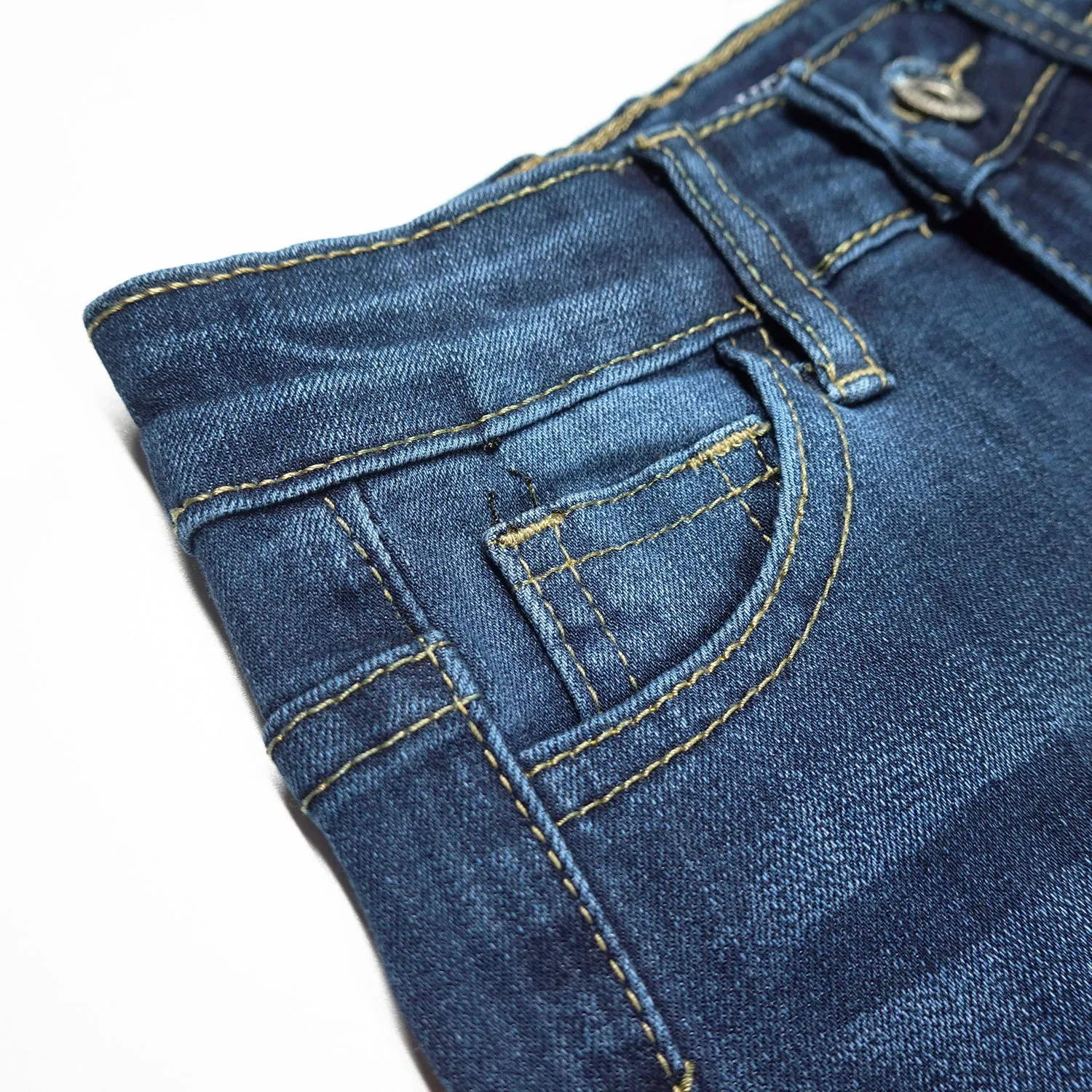 Little Girls Boys Elastic Band Ripped Straight Fit Stretchy Denim Pants Jeans
