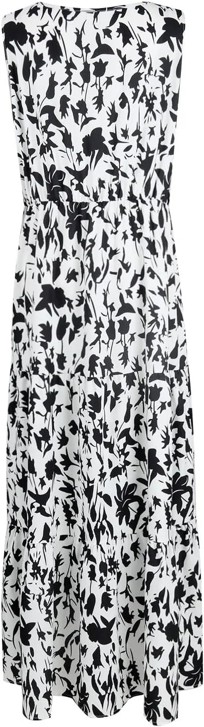Long Dresses for Women Summer Flowy Dresses Sleeveless Sundresses Beach Aline Dresses 2025 Formal V Neck Wedding Dress