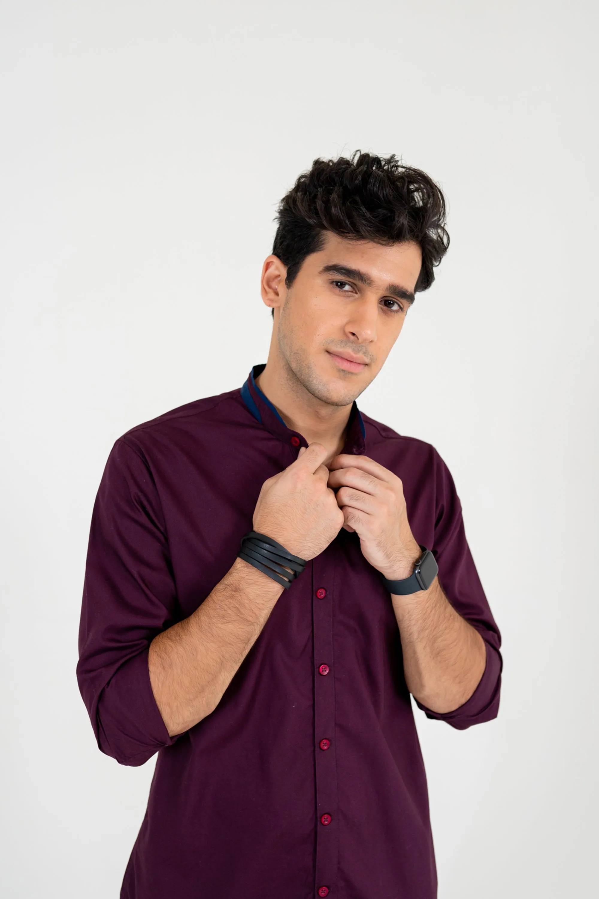 Maroon Button-Down Shirt