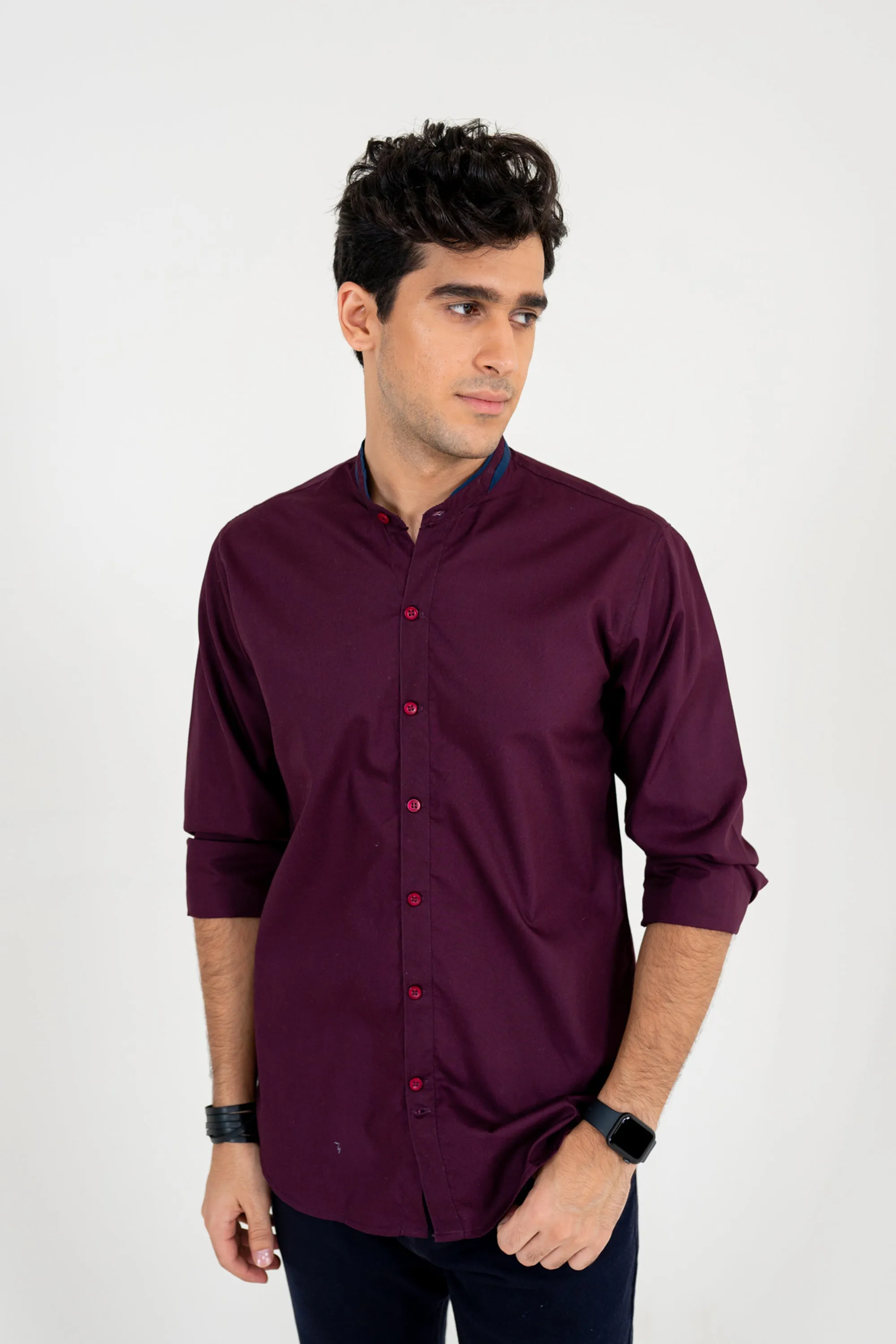 Maroon Button-Down Shirt