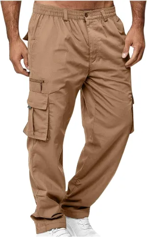 Mens Hiking Pants Straight Leg Cargo Pants Outdoor Relaxed Fit Tactical Pant Jogger Multi-Pockets Loose Trousers