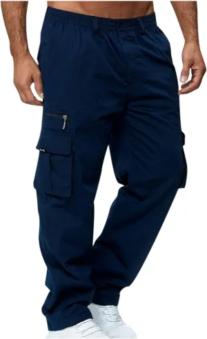 Mens Hiking Pants Straight Leg Cargo Pants Outdoor Relaxed Fit Tactical Pant Jogger Multi-Pockets Loose Trousers