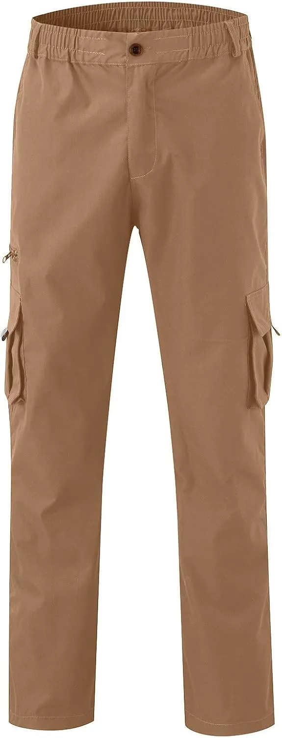 Mens Hiking Pants Straight Leg Cargo Pants Outdoor Relaxed Fit Tactical Pant Jogger Multi-Pockets Loose Trousers