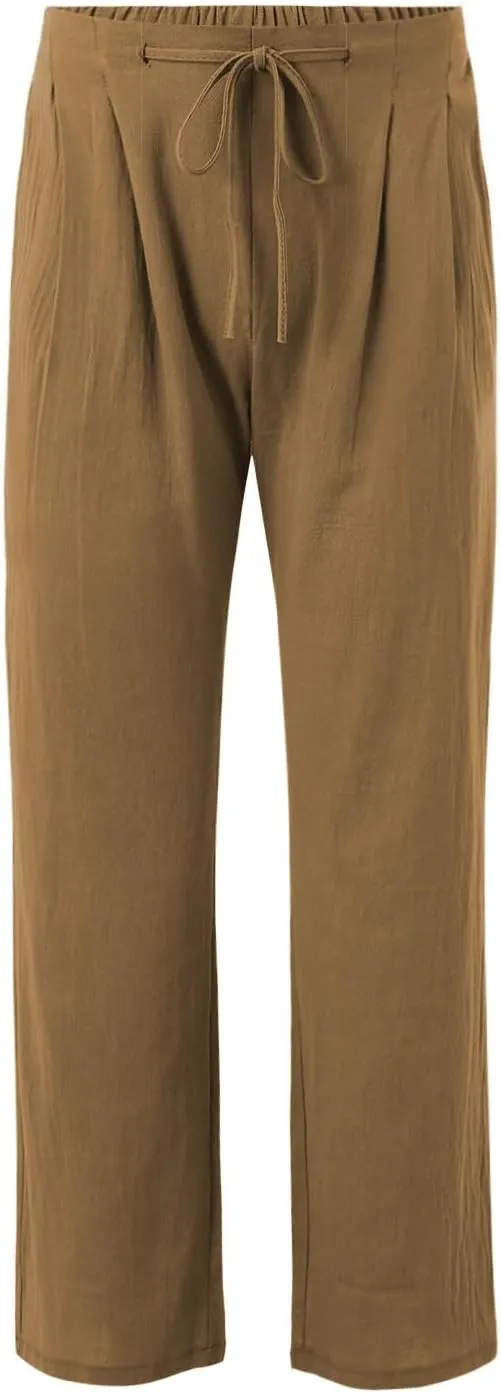 Men's Pants Vacation Summer Elastic-Waisted Loose Fit Trendy Work Pant High-Waisted Breathable Comfortable Trousers
