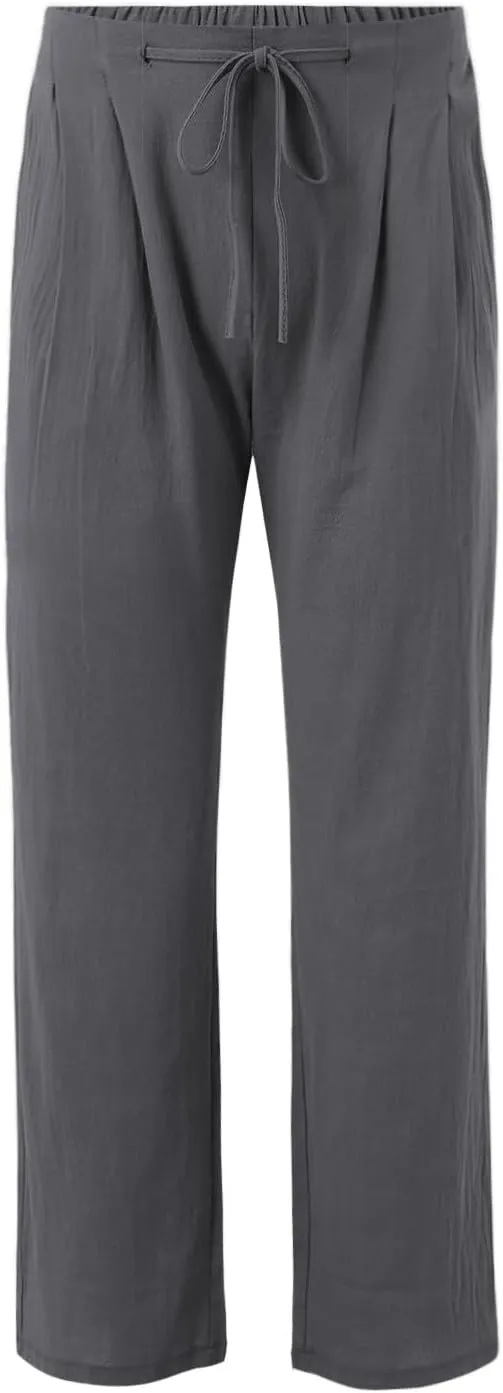 Men's Pants Vacation Summer Elastic-Waisted Loose Fit Trendy Work Pant High-Waisted Breathable Comfortable Trousers