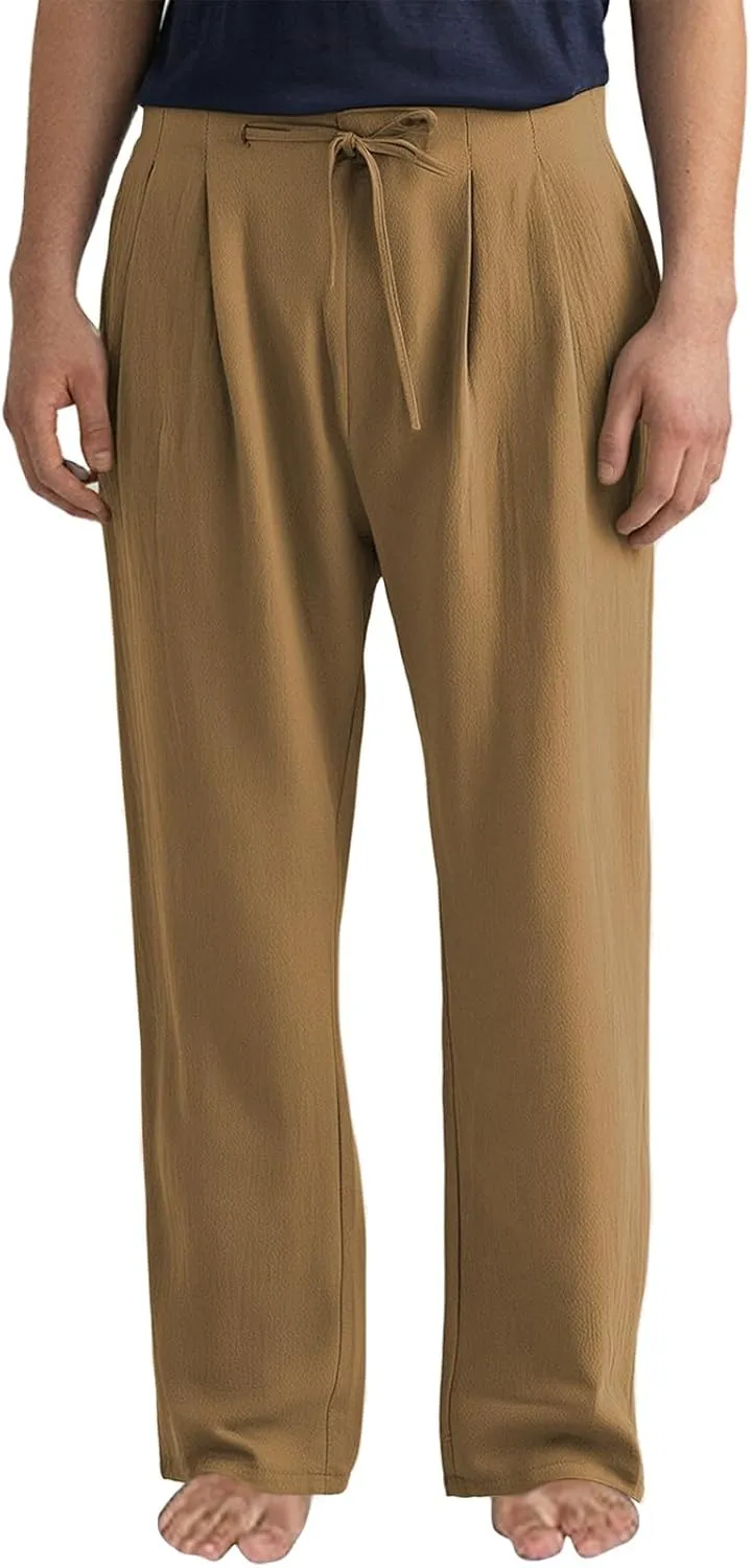 Men's Pants Vacation Summer Elastic-Waisted Loose Fit Trendy Work Pant High-Waisted Breathable Comfortable Trousers