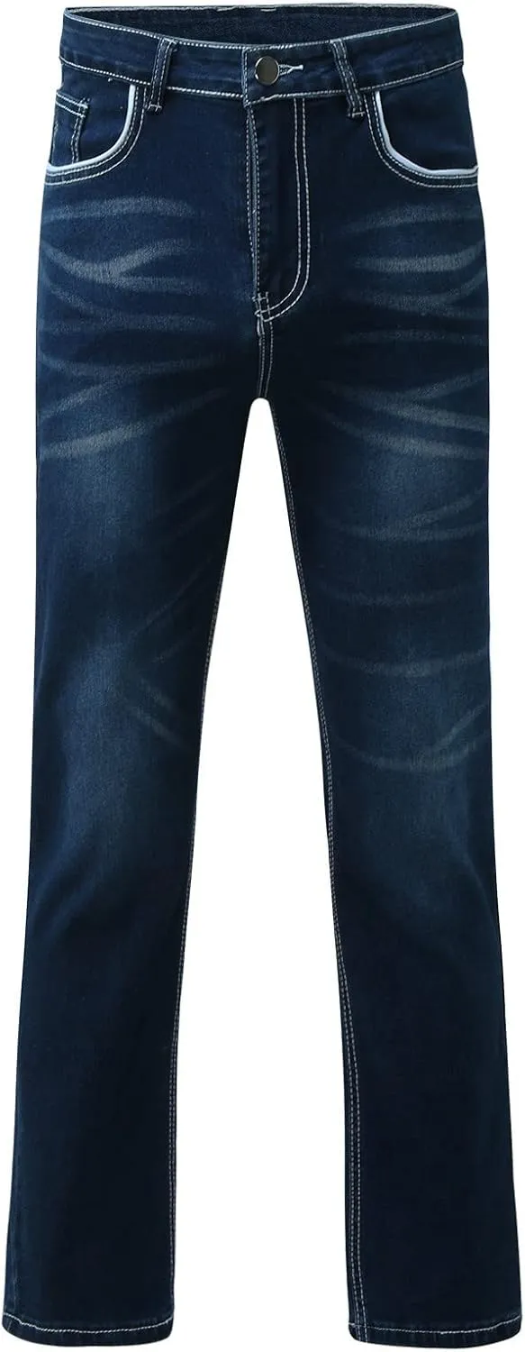Men's Work Jeans Relaxed Fit Washed Cotton Distressed Straight Fit Jeans Casual Summer Pants Big and Tall Chinos Trousers