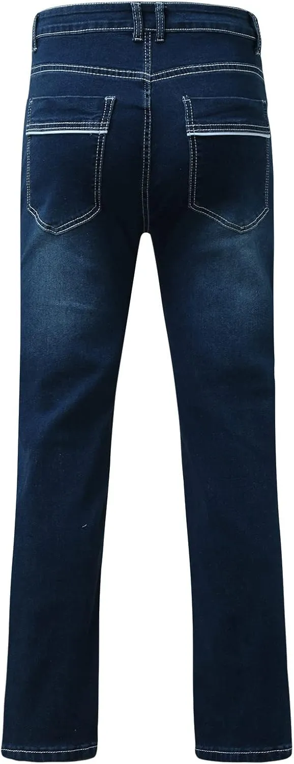 Men's Work Jeans Relaxed Fit Washed Cotton Distressed Straight Fit Jeans Casual Summer Pants Big and Tall Chinos Trousers