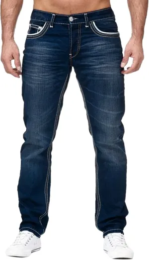 Men's Work Jeans Relaxed Fit Washed Cotton Distressed Straight Fit Jeans Casual Summer Pants Big and Tall Chinos Trousers