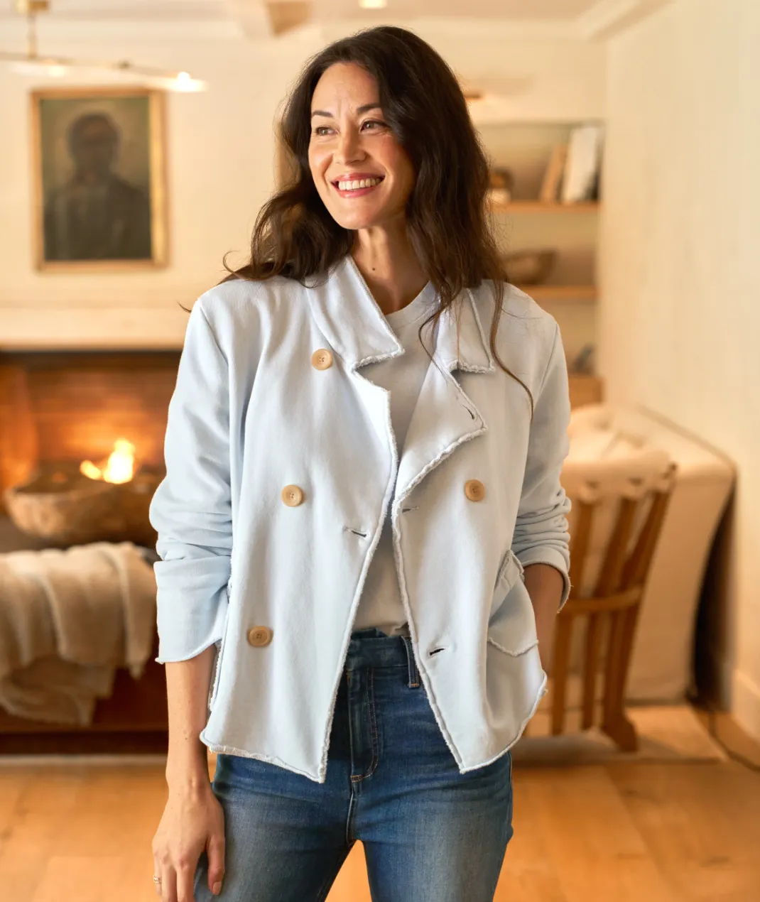 Mini Belfast Crop Peacoat in Ice