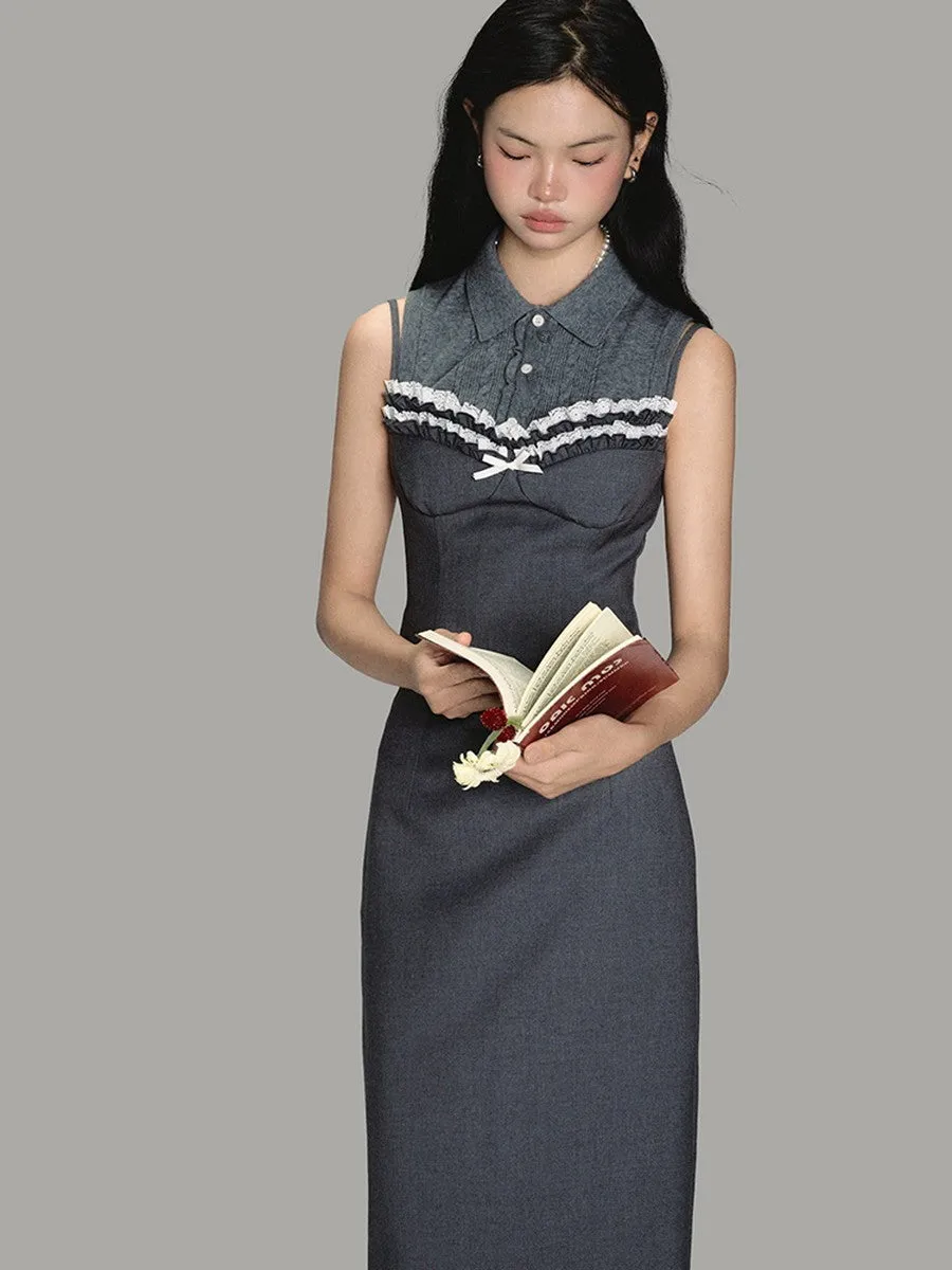 No-Sleeve Simple Slim Casual Cable-Knit